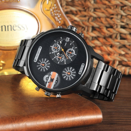 CAGARNY 6836 Fashion Waterproof Dual Quartz Movement Wrist Watch with Stainless Steel Band(Orange)-garmade.com