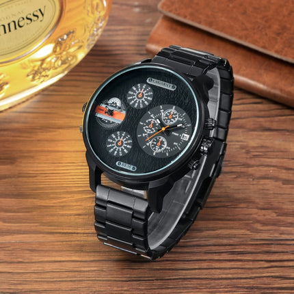 CAGARNY 6836 Fashion Waterproof Dual Quartz Movement Wrist Watch with Stainless Steel Band(Orange)-garmade.com