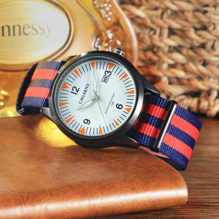 CAGARNY 6859 Concise Style Ultra Thin Waterproof Quartz Wrist Watch with Striped Nylon Band-garmade.com