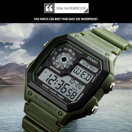 SKMEI 1299 Multifunctional Outdoor Sports Noctilucent Waterproof Digital Display Wrist Watch (Black)-garmade.com