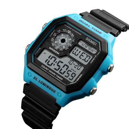 SKMEI 1299 Multifunctional Outdoor Sports Noctilucent Waterproof Digital Display Wrist Watch (Blue)-garmade.com