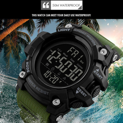 SKMEI 1384 Multifunctional Men Outdoor Fashion Noctilucent Waterproof LED Digital Watch (Army Green)-garmade.com