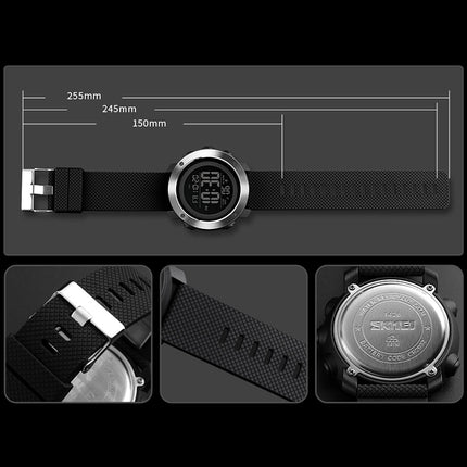 SKMEI 1426 Multifunctional Outdoor Fashion Noctilucent Waterproof White Machine Rubber Ring Digital Watch(Black)-garmade.com