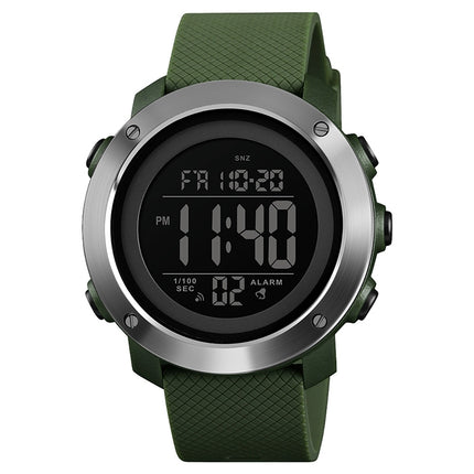 SKMEI 1416 Multifunctional Outdoor Fashion Noctilucent Waterproof Steel Ring Digital Watch (Army Green)-garmade.com