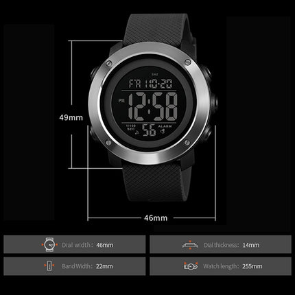 SKMEI 1416 Multifunctional Outdoor Fashion Noctilucent Waterproof Steel Ring Digital Watch (Black)-garmade.com