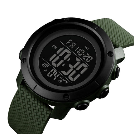 SKMEI 1426 Multifunctional Outdoor Fashion Noctilucent Waterproof Black Machine Rubber Ring Digital Watch (Army Green)-garmade.com
