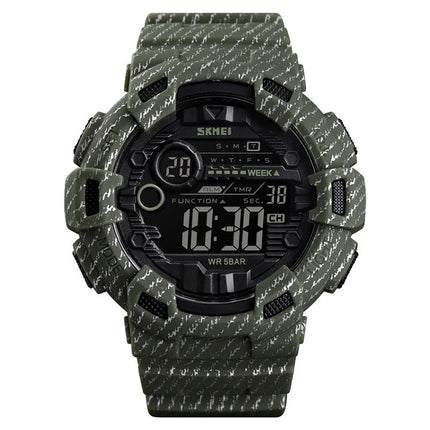 SKMEI 1472 Multifunctional Men Outdoor Sports Noctilucent Waterproof Didital Wrist Watch (Army Green)-garmade.com