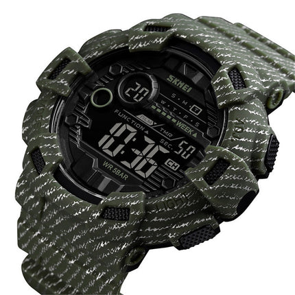 SKMEI 1472 Multifunctional Men Outdoor Sports Noctilucent Waterproof Didital Wrist Watch (Army Green)-garmade.com