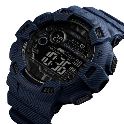 SKMEI 1472 Multifunctional Men Outdoor Sports Noctilucent Waterproof Didital Wrist Watch (Dark Blue)-garmade.com