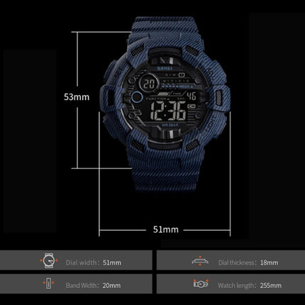 SKMEI 1472 Multifunctional Men Outdoor Sports Noctilucent Waterproof Didital Wrist Watch (Dark Blue)-garmade.com