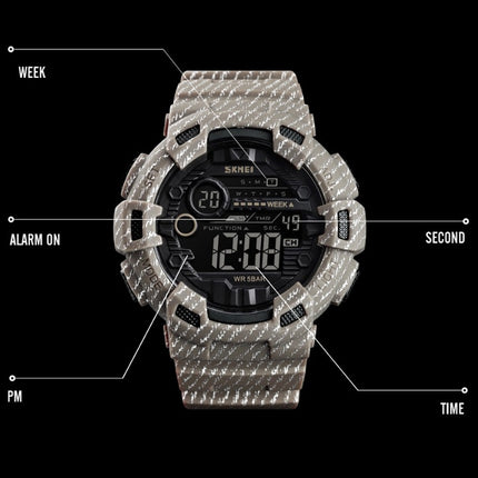 SKMEI 1472 Multifunctional Men Outdoor Sports Noctilucent Waterproof Didital Wrist Watch (Grey)-garmade.com