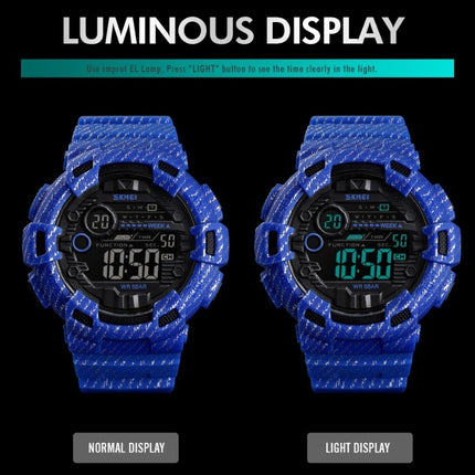 SKMEI 1472 Multifunctional Men Outdoor Sports Noctilucent Waterproof Didital Wrist Watch (Sky Blue)-garmade.com