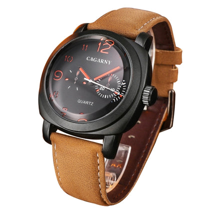 CAGARNY 6833 Fashionable Five Needles Quartz Sport Wrist Watch with Leather Band for Men(Red Scale)-garmade.com