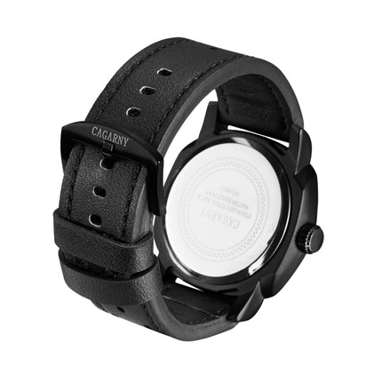 CAGARNY 6833 Fashionable Quartz Three Needles Sport Wrist Watch with Leather Band for Men-garmade.com