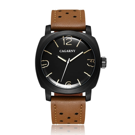 CAGARNY 6833 Fashionable Quartz Three Needles Sport Wrist Watch with Leather Band for Men-garmade.com