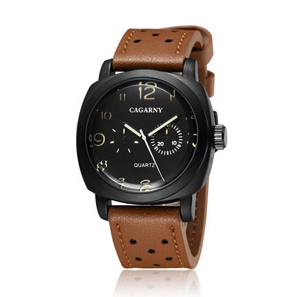 CAGARNY 6833 Fashionable Quartz Five Needles Sport Wrist Watch with Leather Band for Men-garmade.com