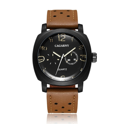 CAGARNY 6833 Fashionable Quartz Five Needles Sport Wrist Watch with Leather Band for Men-garmade.com