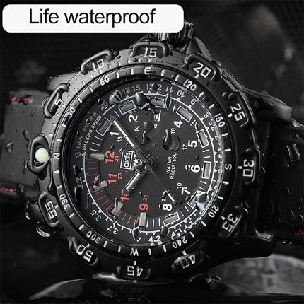 addies MY-049 Outdoor Sports Multifunctional Waterproof Luminous Watch Silicone Watchstrap Watch for Men(Black)-garmade.com