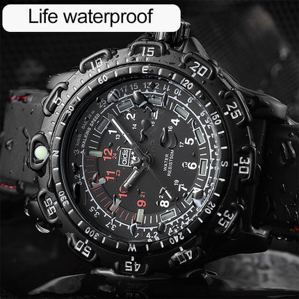 addies MY-049 Outdoor Sports Multifunctional Waterproof Luminous Watch Silicone Watchstrap Watch for Men(Red Light)-garmade.com