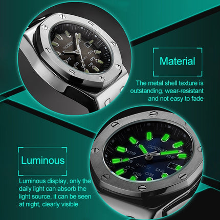 addies MY-052 Business Multifunctional Luminous Watch Silicone Watchstrap Watch for Men(Black Silver)-garmade.com