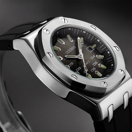 addies MY-052 Business Multifunctional Luminous Watch Silicone Watchstrap Watch for Men(Black Silver)-garmade.com