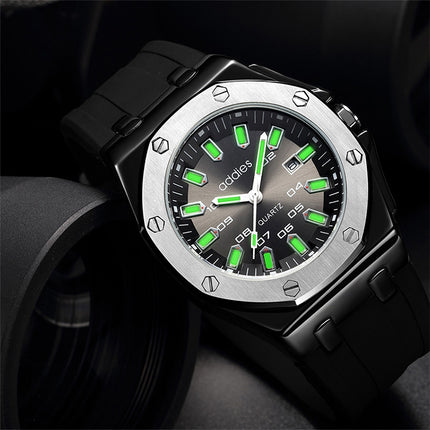 addies MY-052 Business Multifunctional Luminous Watch Silicone Watchstrap Watch for Men(Black)-garmade.com