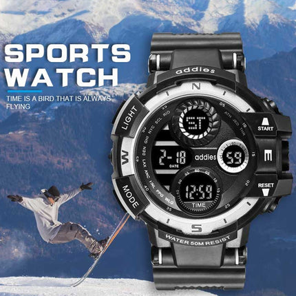 addies MY-1901 Luminous Three-window LED Outdoor Sports Multi-function Electronic Watch for Men, Support Calendar / Alarm Clock / Timer / Talking(Blue)-garmade.com