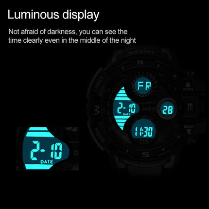addies MY-1901 Luminous Three-window LED Outdoor Sports Multi-function Electronic Watch for Men, Support Calendar / Alarm Clock / Timer / Talking(White)-garmade.com