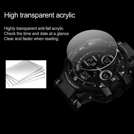 addies MY-1901 Luminous Three-window LED Outdoor Sports Multi-function Electronic Watch for Men, Support Calendar / Alarm Clock / Timer / Talking(White)-garmade.com