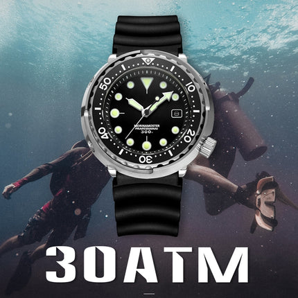 addies MY-H5 Waterproof Luminous Automatic Mechanical Watch Silicone Strap Watch for Men, Waterproof Depth: 300m(Black)-garmade.com