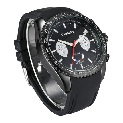 CAGARNY 6827 Fashionable Majestic Student Quartz Sport Wrist Watch with Silicone Band for Men(Black Case Black Window)-garmade.com