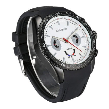 CAGARNY 6827 Fashionable Majestic Student Quartz Sport Wrist Watch with Silicone Band for Men(Black Case White Window)-garmade.com