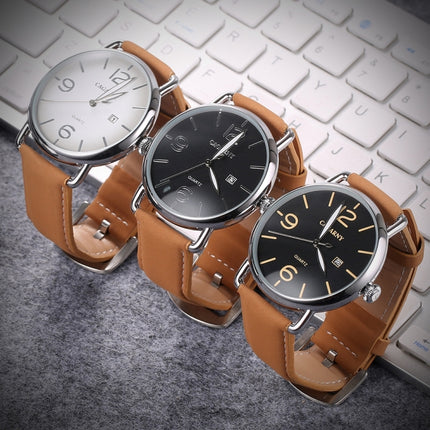 CAGARNY 6815 Living Waterproof Round Dial Quartz Movement Alloy Case Fashion Watch Quartz Watches with Leather Band-garmade.com