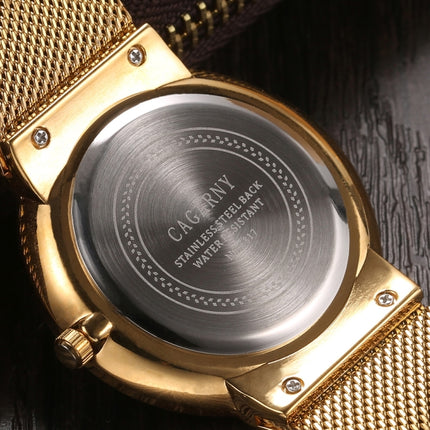 CAGARNY 6817 Living Waterproof Round Dial Quartz Movement Alloy Case Fashion Watch Quartz Watches with Steel Band(Gold)-garmade.com