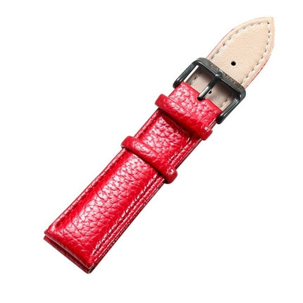 CAGARNY Simple Fashion Watches Band Black Buckle Leather Watch Strap, Width: 20mm(Red)-garmade.com