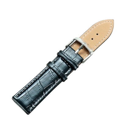 CAGARNY Simple Fashion Watches Band Silver Buckle Leather Watch Strap, Width: 22mm(Black)-garmade.com
