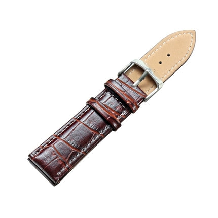 CAGARNY Simple Fashion Watches Band Silver Buckle Leather Watch Strap, Width: 22mm(Brown)-garmade.com
