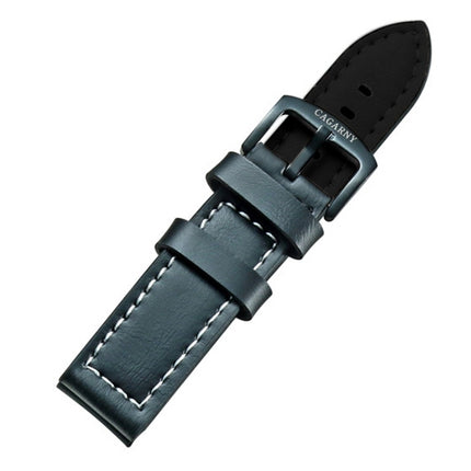 CAGARNY Simple Fashion Watches Band Green Buckle Leather Watch Strap, Width: 22mm(Black)-garmade.com