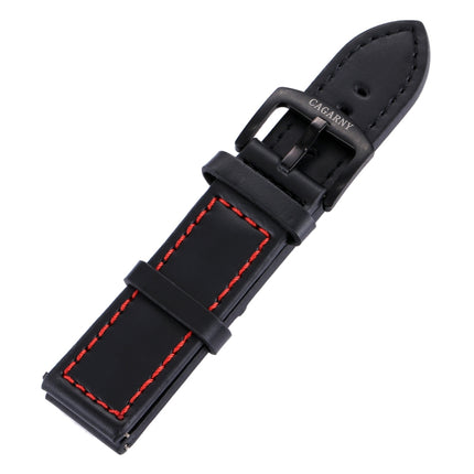 CAGARNY Simple Fashion Watches Band Green Buckle Leather Watch Strap, Width: 22mm(Red)-garmade.com