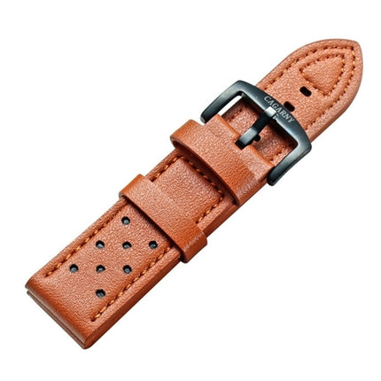 CAGARNY Simple Fashion Watches Band Green Buckle Leather Watch Strap, Width: 24mm(Brown)-garmade.com