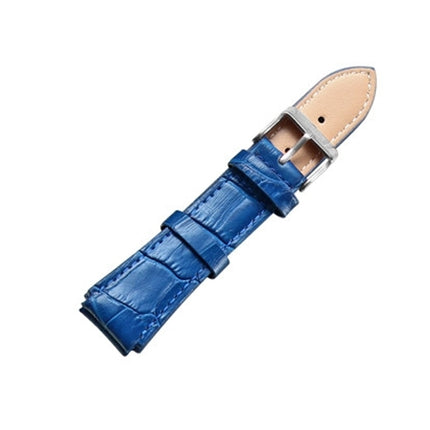 CAGARNY Simple Fashion Watches Band Silver Buckle Leather Watch Strap, Width: 18mm(Blue)-garmade.com