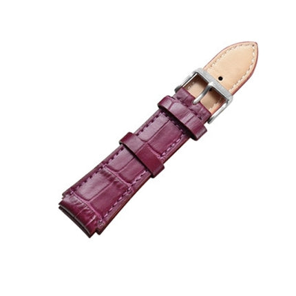 CAGARNY Simple Fashion Watches Band Silver Buckle Leather Watch Strap, Width: 18mm(Purple)-garmade.com