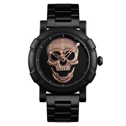 SKMEI 9178 Skull Pattern Multifunctional Outdoor Men Fashion Waterproof Quartz Wrist Watch (Bronze)-garmade.com