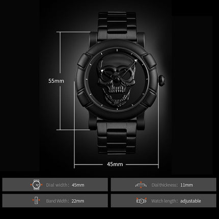 SKMEI 9178 Skull Pattern Multifunctional Outdoor Men Fashion Waterproof Quartz Wrist Watch (Cyan)-garmade.com
