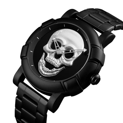 SKMEI 9178 Skull Pattern Multifunctional Outdoor Men Fashion Waterproof Quartz Wrist Watch (Silver)-garmade.com
