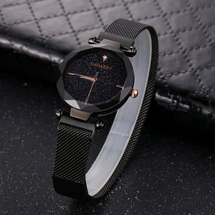 CAGARNY 6877 Water Resistant Fashion Women Quartz Wrist Watch with Stainless Steel Band(Black)-garmade.com