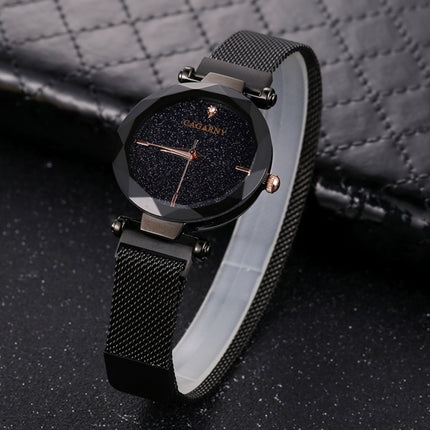 CAGARNY 6877 Water Resistant Fashion Women Quartz Wrist Watch with Stainless Steel Band(Black)-garmade.com