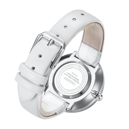 CAGARNY 6878 Water Resistant Fashion Women Quartz Wrist Watch with Leather Band(Grey+Silver)-garmade.com