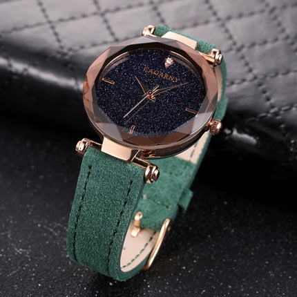 CAGARNY 6877 Water Resistant Fashion Women Quartz Wrist Watch with Leather Band(Green)-garmade.com