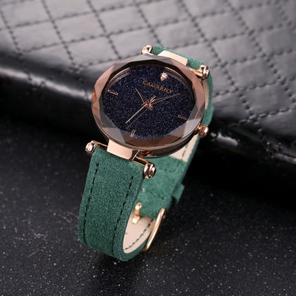 CAGARNY 6877 Water Resistant Fashion Women Quartz Wrist Watch with Leather Band(Green)-garmade.com